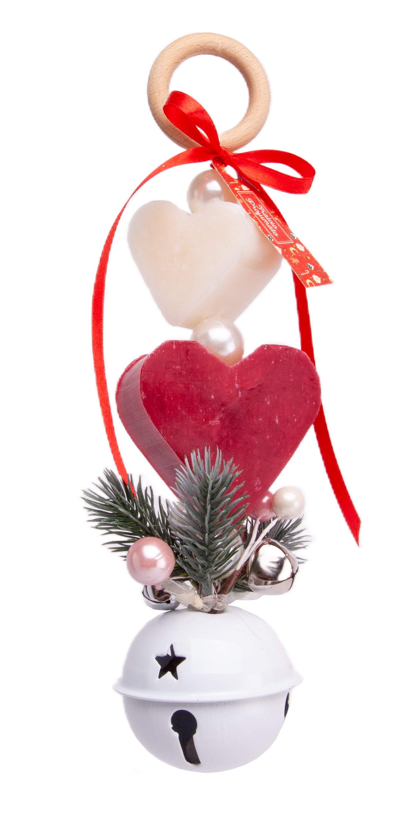 Tralcio natalizio con campanello bianco