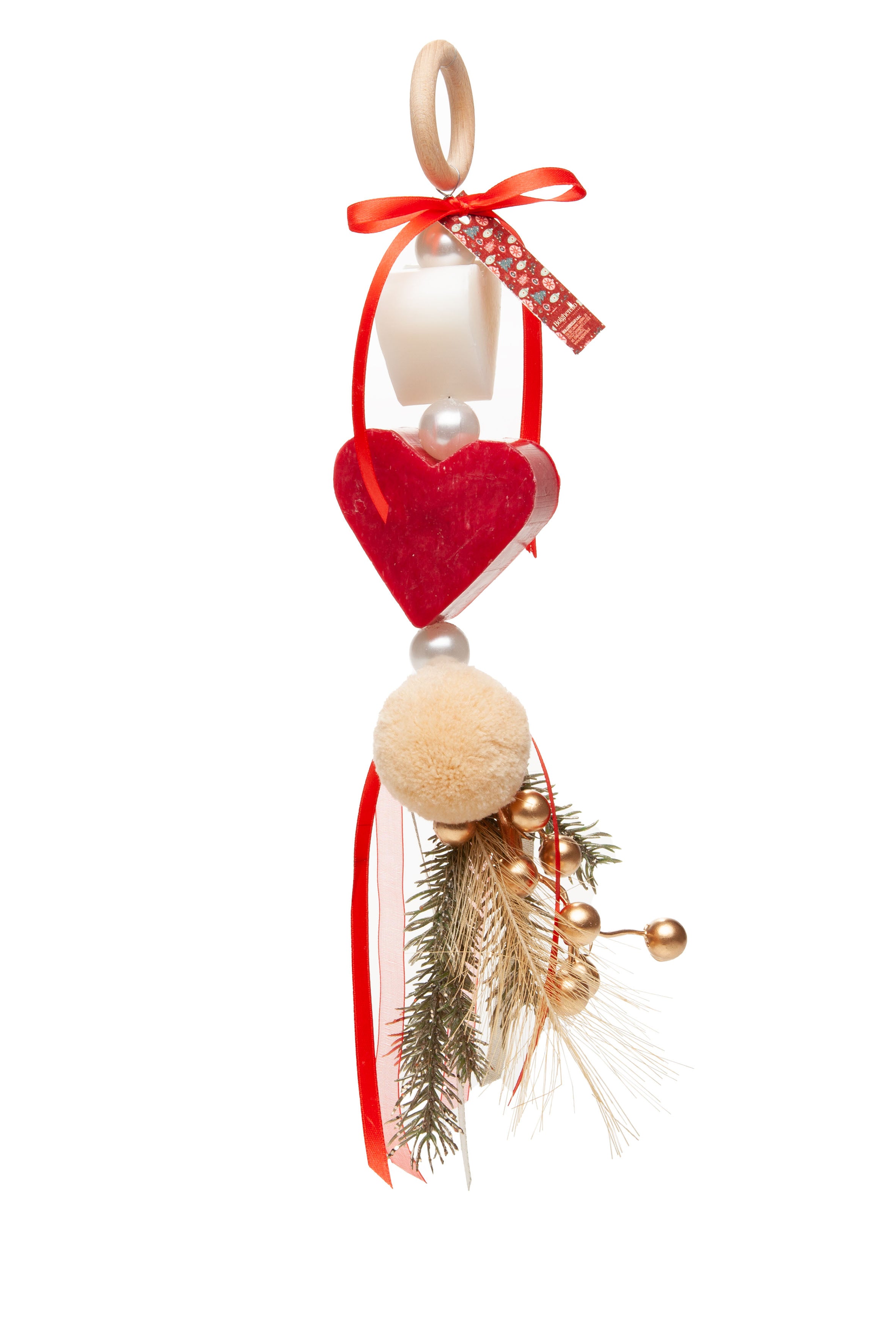Tralcio natalizio con ponpon beige