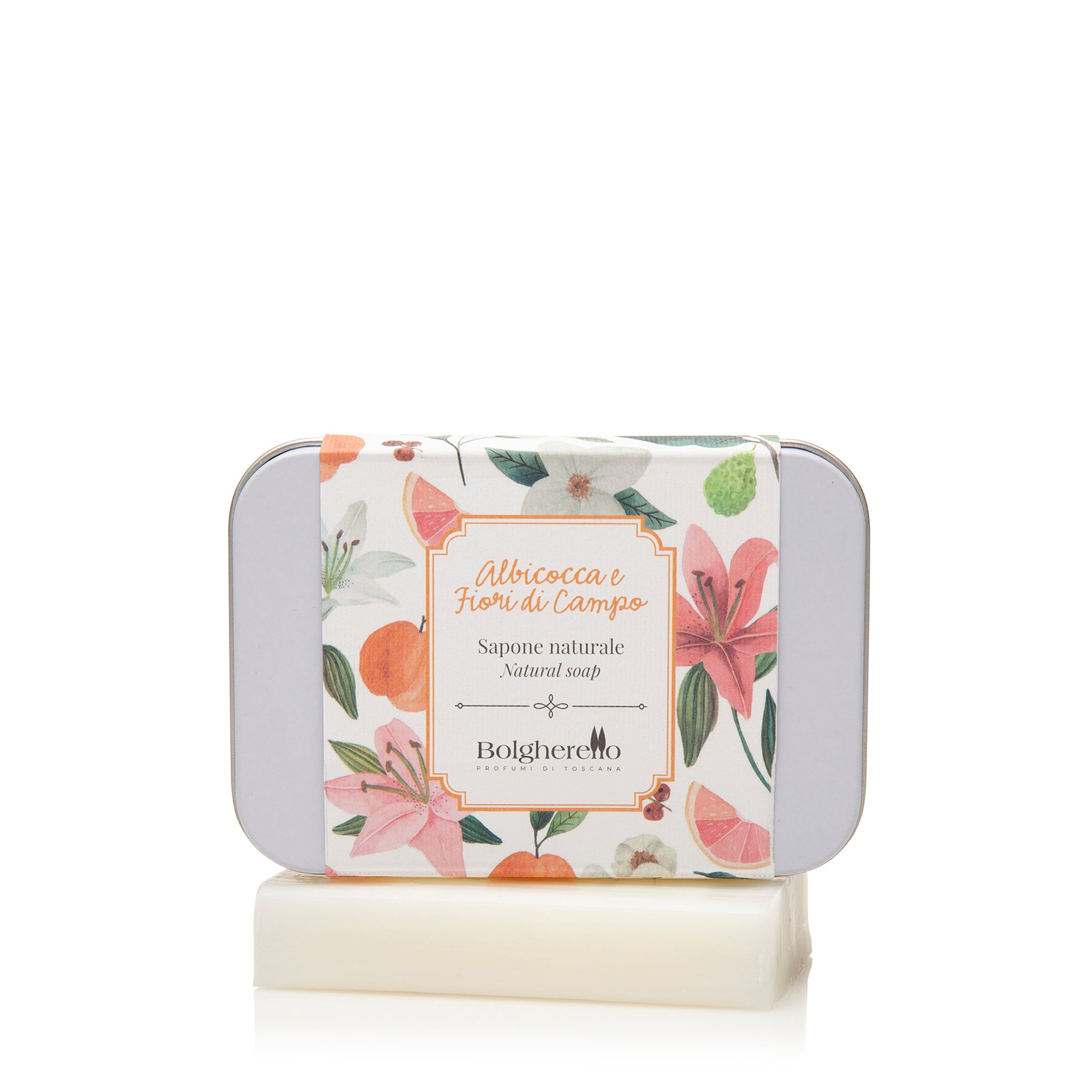 Confezione regalo con sapone naturale albicocca e fiori di campo