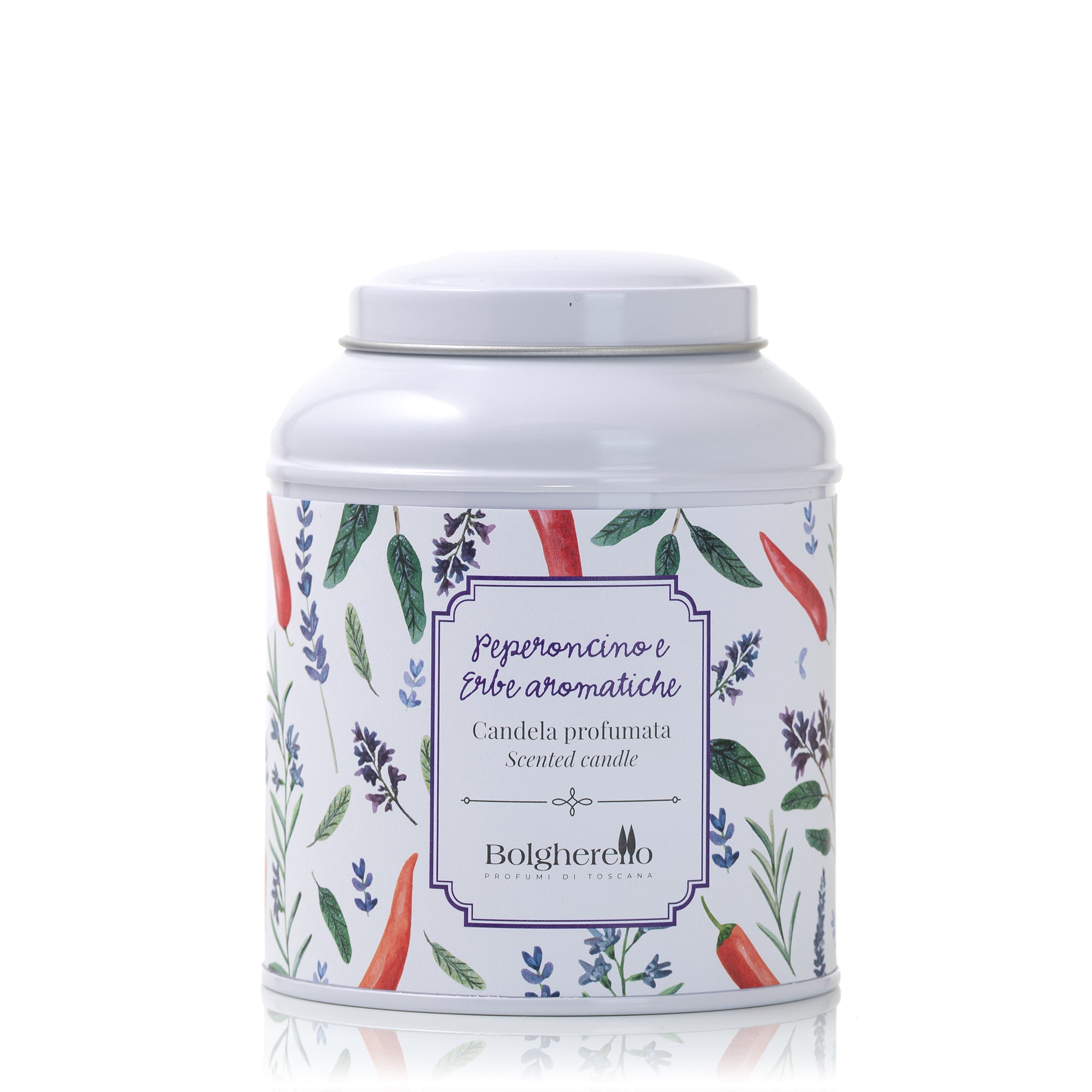 Chili pepper and aromatics herbs scented candle