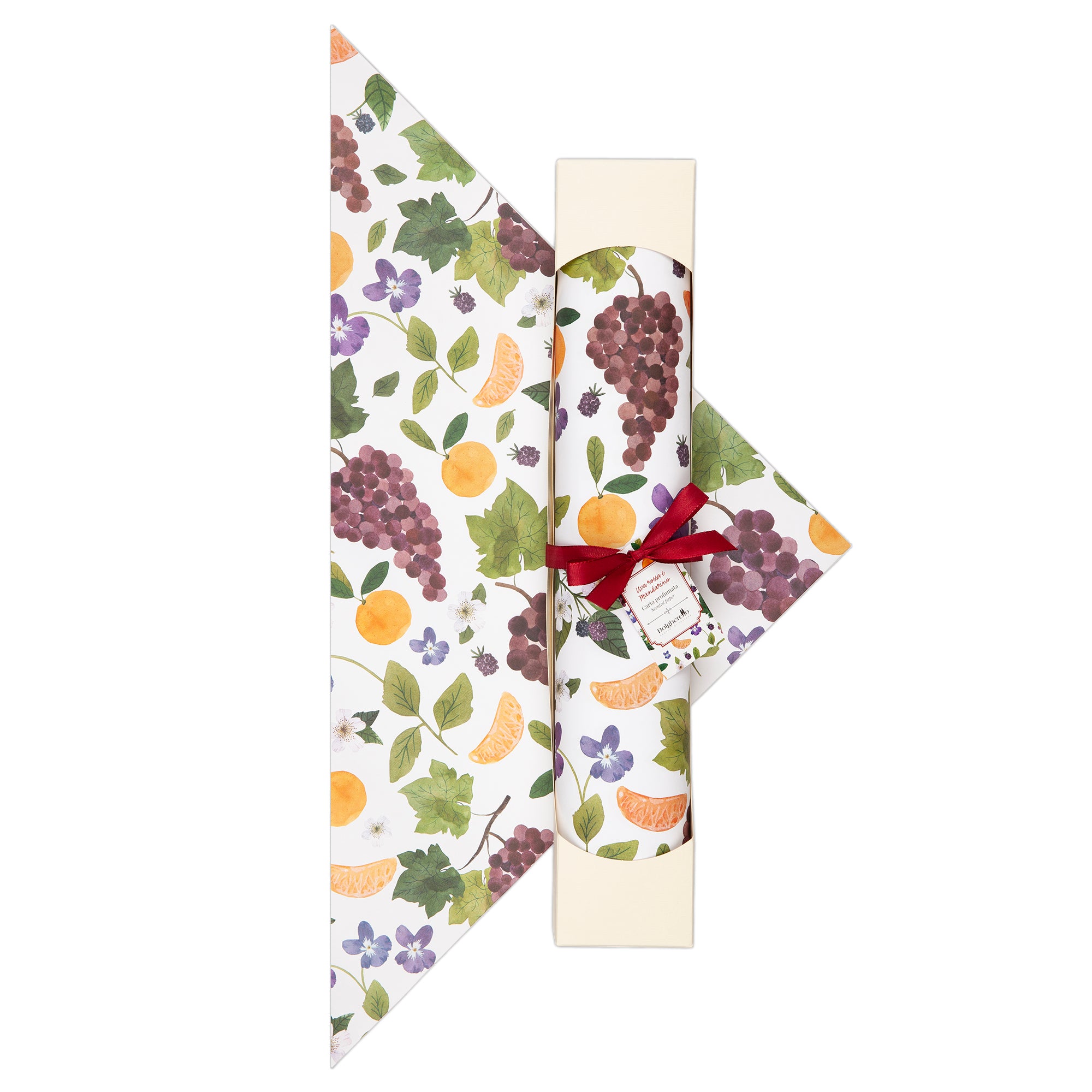 Red grapes and tangerine scented paper