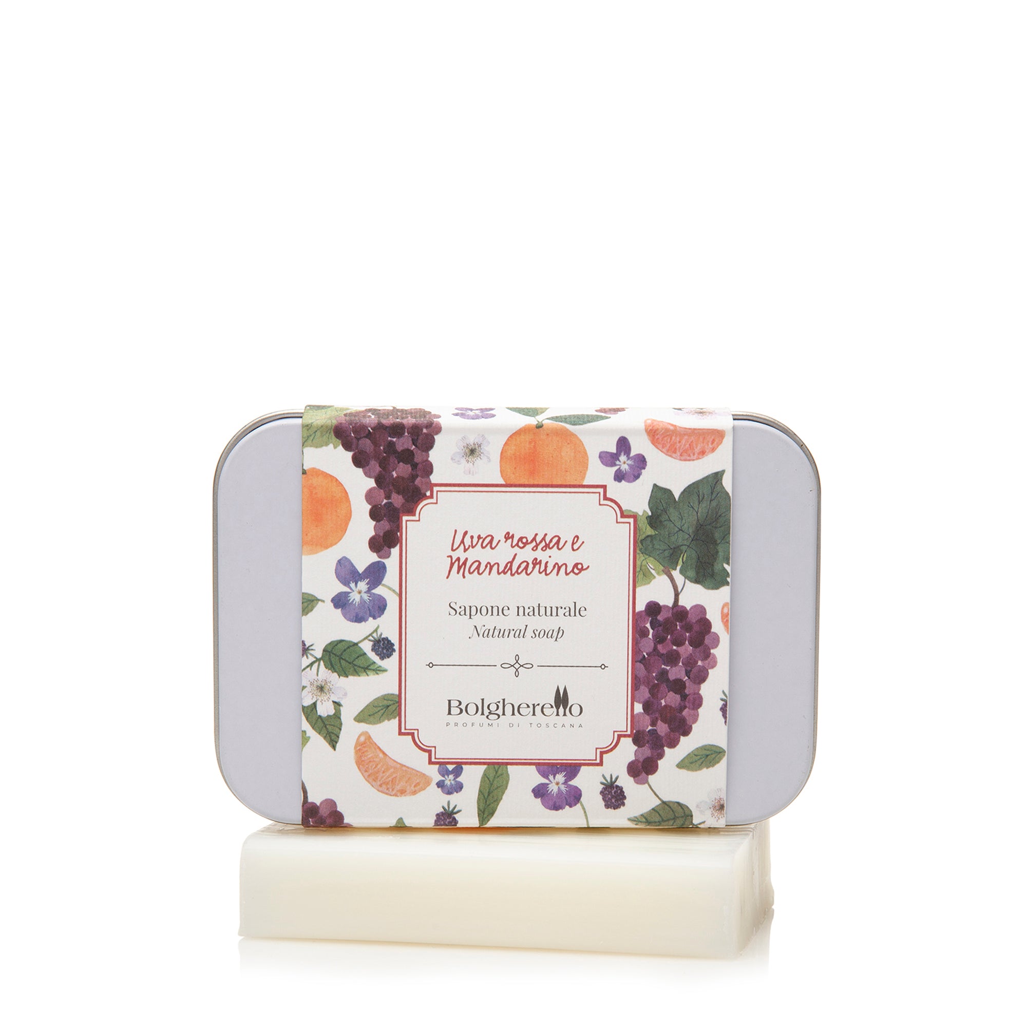 Confezione regalo con sapone naturale uva rossa e mandarino